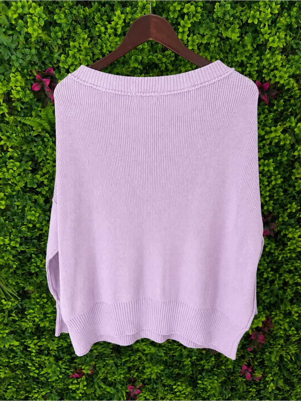 Carly Jean Los Angeles Lavender 100% Cotton Oversized Dolman Sleeve Sweater M/L - Picture 7 of 8